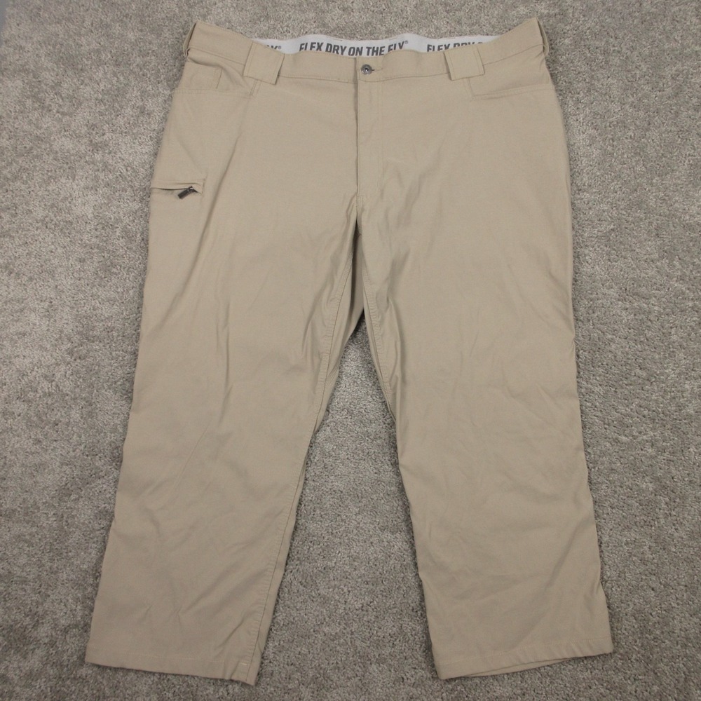 Duluth Pants Mens 44x26 (Tag 44x30) Beige Flex Dry On The Fly Relaxed Fit Work